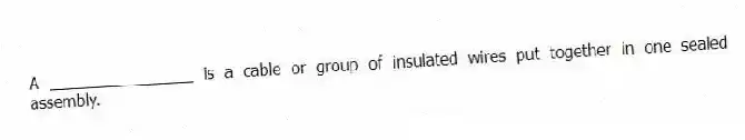 A ________________ is a cable or group of insulated wires put together in one sealed assembly.