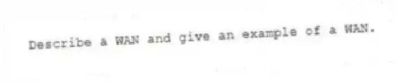 Describe a WAN and give an example of a WAN.