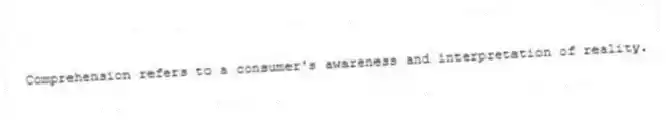 Comprehension refers to a consumer's awareness and interpretation of reality.