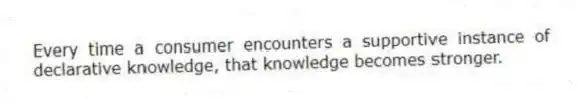 Every time a consumer encounters a supportive instance of declarative knowledge, that knowledge becomes stronger.