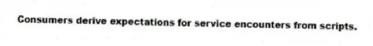 Consumers derive expectations for service encounters from scripts.