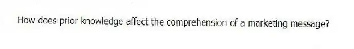 How does prior knowledge affect the comprehension of a marketing message?