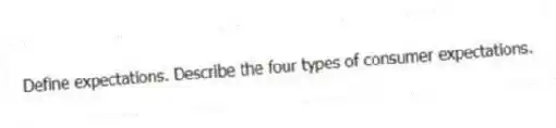 Define expectations. Describe the four types of consumer expectations.
