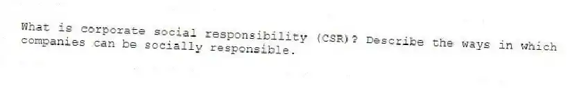 What is corporate social responsibility (CSR)? Describe the ways in which companies can be socially responsible.