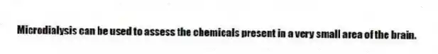 Microdialysis can be used to assess the chemicals present in a very small area of the brain.