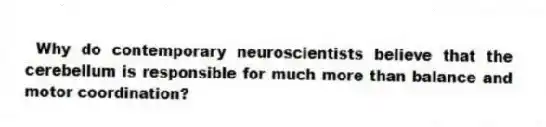 Why do contemporary neuroscientists believe that the cerebellum is responsible for much more than balance and motor coordination?