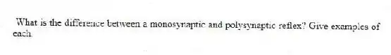 What is the difference between a monosynaptic and polysynaptic reflex? Give examples of each.