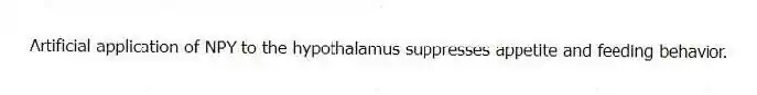 Artificial application of NPY to the hypothalamus suppresses appetite and feeding behavior.