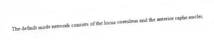 The default mode network consists of the locus coeruleus and the anterior raphe nuclei.