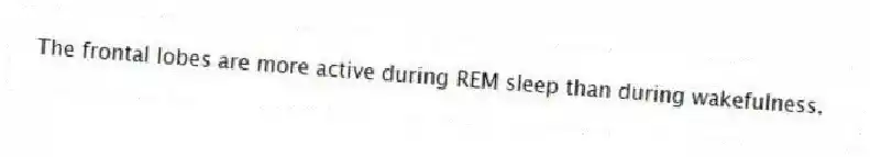 The frontal lobes are more active during REM sleep than during wakefulness.