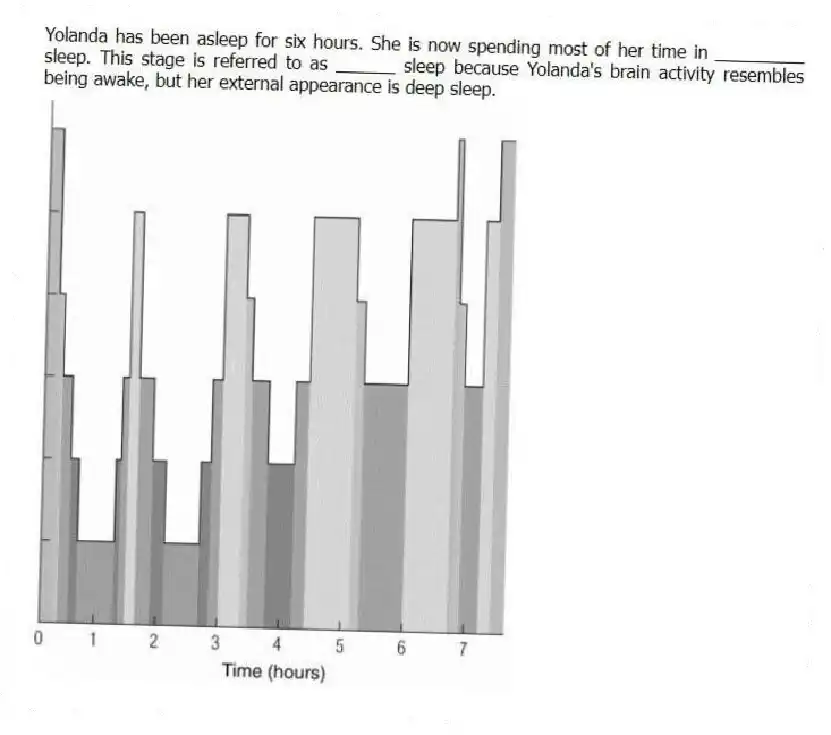 Yolanda has been asleep for six hours. She is now spending most of her time in _________ sleep. This stage is referred to as ______ sleep because Yolanda's brain activity resembles being awake, but her external appearance is deep sleep.