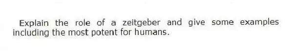 Explain the role of a zeitgeber and give some examples including the most potent for humans.