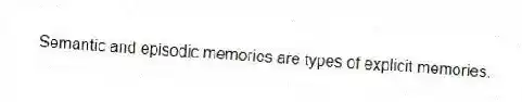 Semantic and episodic memories are types of explicit memories.