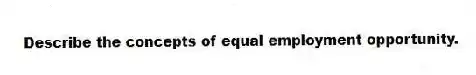 Describe the concepts of equal employment opportunity.