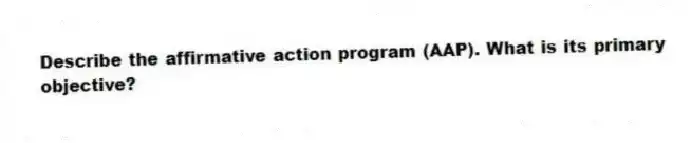 Describe the affirmative action program (AAP). What is its primary objective?