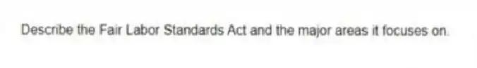 Describe the Fair Labor Standards Act and the major areas it focuses on.