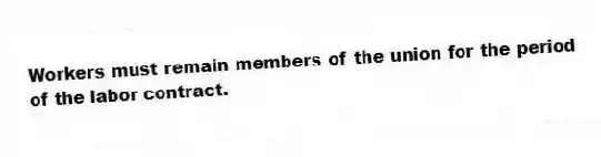 Workers must remain members of the union for the period of the labor contract.