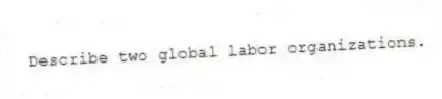 Describe two global labor organizations.