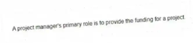 A project manager's primary role is to provide the funding for a project.