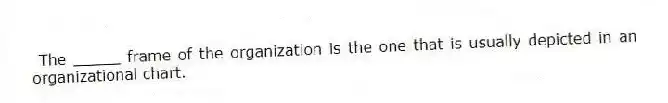 The _____ frame of the organization is the one that is usually depicted in an organizational chart.