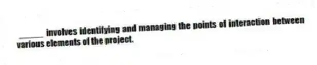 _____ involves identifying and managing the points of interaction between various elements of the project.