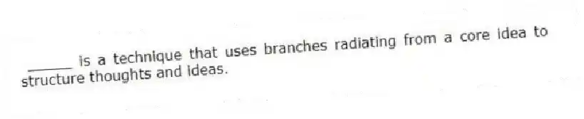 _____ is a technique that uses branches radiating from a core idea to structure thoughts and ideas.