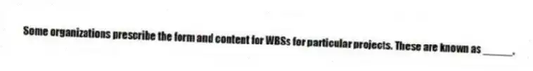 Some organizations prescribe the form and content for WBSs for particular projects. These are known as _____.