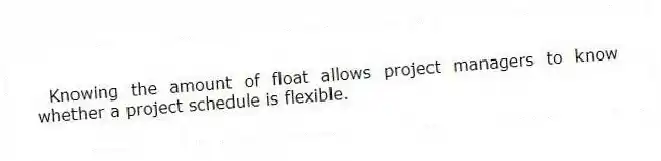 Knowing the amount of float allows project managers to know whether a project schedule is flexible.