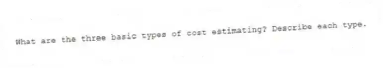 What are the three basic types of cost estimating? Describe each type.