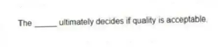  The _____ ultimately decides if quality is acceptable.