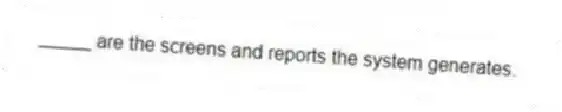 _____ are the screens and reports the system generates.