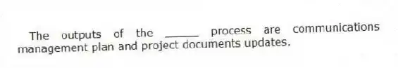 The outputs of the _____ process are communications management plan and project documents updates.
