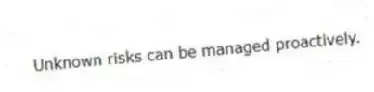  Unknown risks can be managed proactively.
