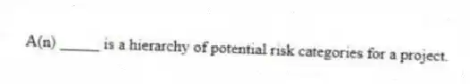  A(n) _____ is a hierarchy of potential risk categories for a project.