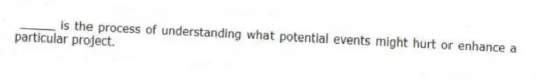 _____ is the process of understanding what potential events might hurt or enhance a particular project.