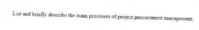 List and briefly describe the main processes of project procurement management.