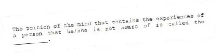 The portion of the mind that contains the experiences of a person that he/she is not aware of is called the __________.