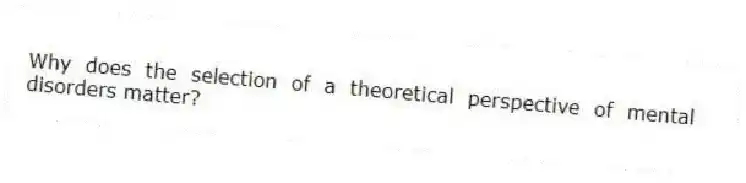 Why does the selection of a theoretical perspective of mental disorders matter?