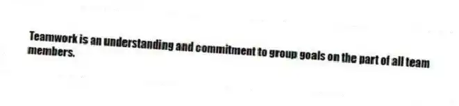 Teamwork is an understanding and commitment to group goals on the part of all team members.