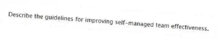 Describe the guidelines for improving self-managed team effectiveness.