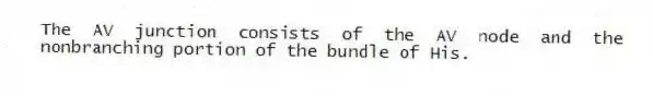 The AV junction consists of the AV node and the nonbranching portion of the bundle of His.