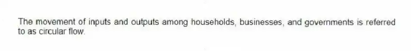 The movement of inputs and outputs among households, businesses, and governments is referred to as circular flow.