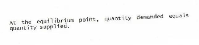 At the equilibrium point, quantity demanded equals quantity supplied.