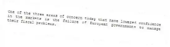 One of the three areas of concern today that have lowered confidence in the markets is the failure of European governments to manage their fiscal problems.