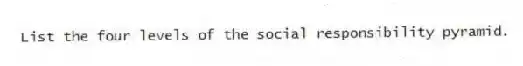 List the four levels of the social responsibility pyramid.