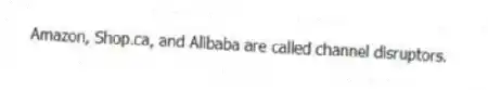 Amazon, Shop.ca, and Alibaba are called channel disruptors.
