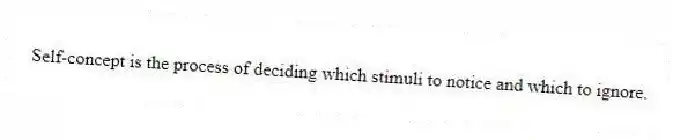 Self-concept is the process of deciding which stimuli to notice and which to ignore.
