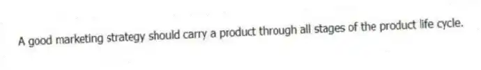 A good marketing strategy should carry a product through all stages of the product life cycle.