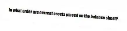 In what order are current assets placed on the balance sheet?