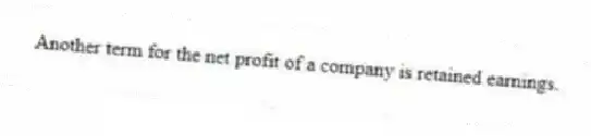 Another term for the net profit of a company is retained earnings.